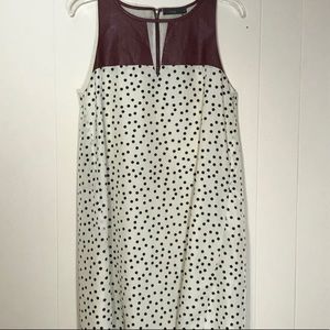 THML Polka Dot Dress with Faux Leather Neck Detail